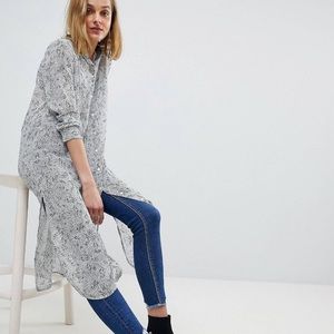 Pieces Longline Printed Shirt Dress